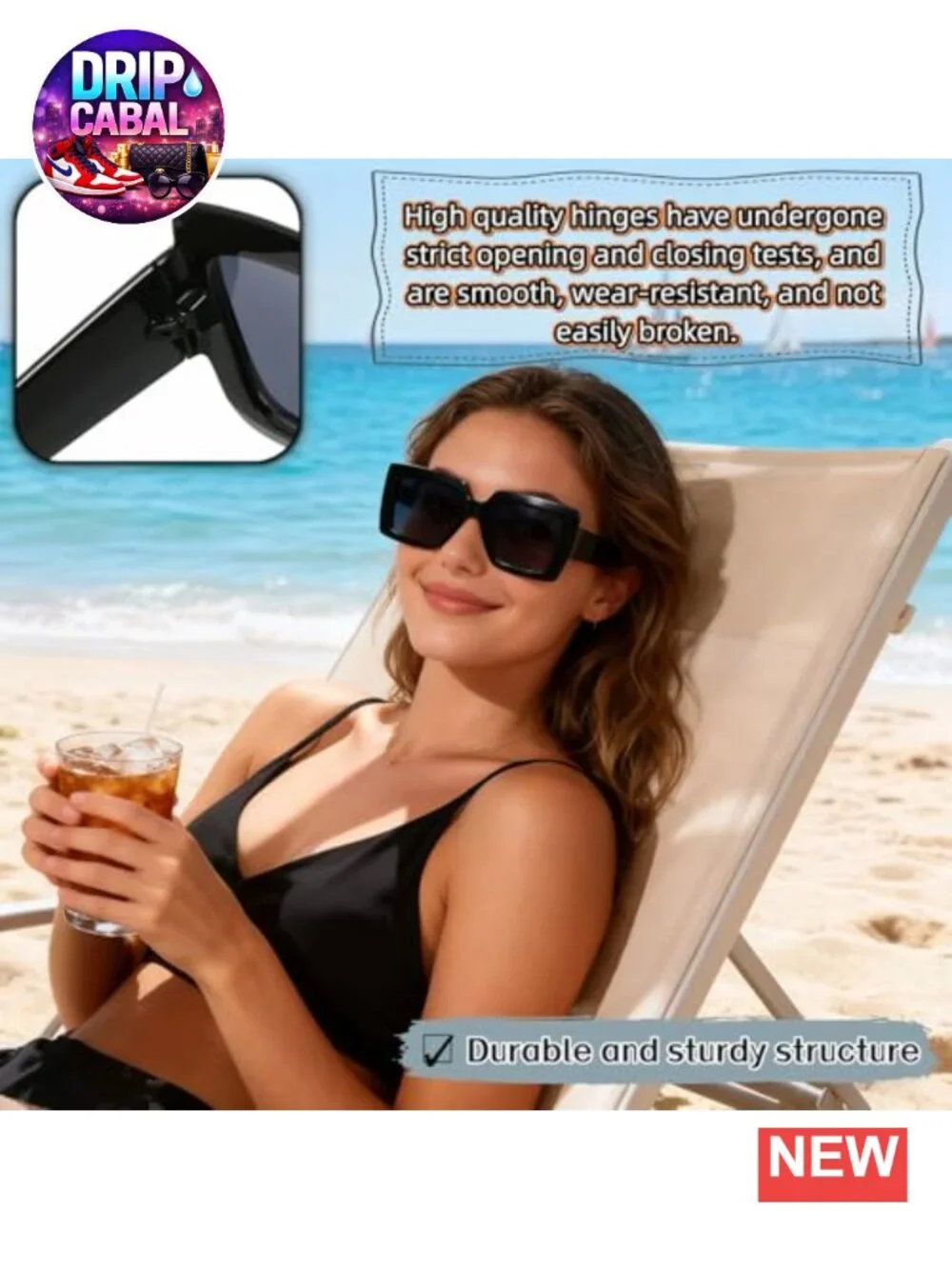 Oversized Square Sunglasses for Women, Retro UV Protection, Lightweight